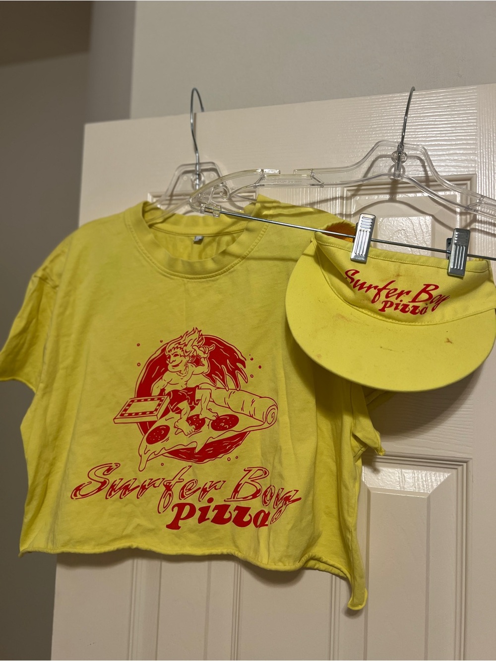 Stranger Things s4 Surfer Boy Pizza crop top & visor